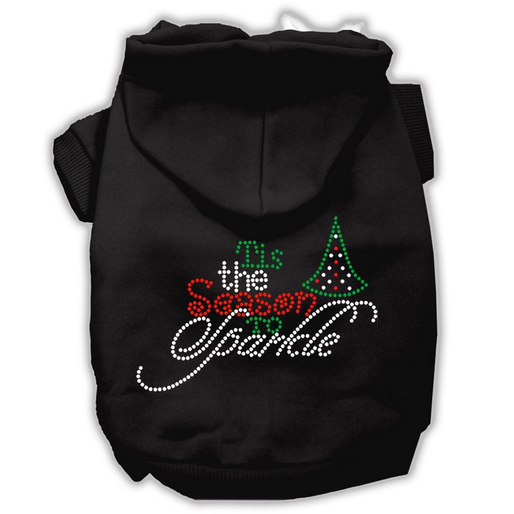 Tis the Season to Sparkle Rhinestone Dog Hoodie Black XXL